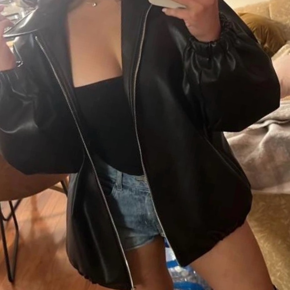 Faux black leather jacket